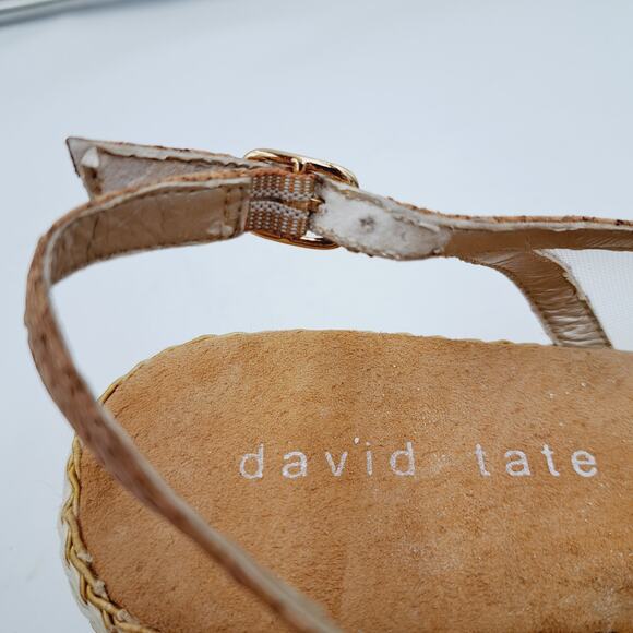 David Tate Portos 10M Brown Cork Espadrille Wedge Heel Slingback Sandals - Picture 8 of 9